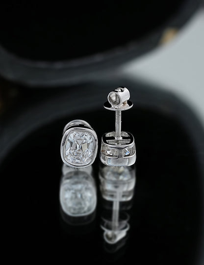 Elongated Old Mine Cut Bezel Stud