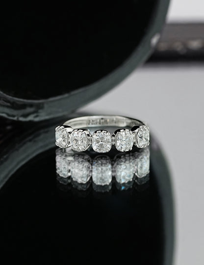 Old Mine Cushion Diamond Five Stone Wedding Band