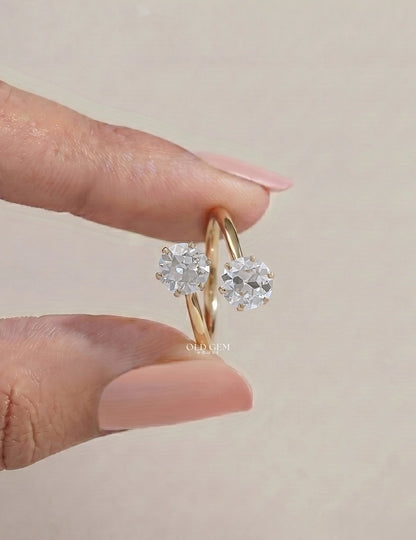 Old European Round Cut Bypass Toi Et Moi Ring-Art Deco Engagement Ring