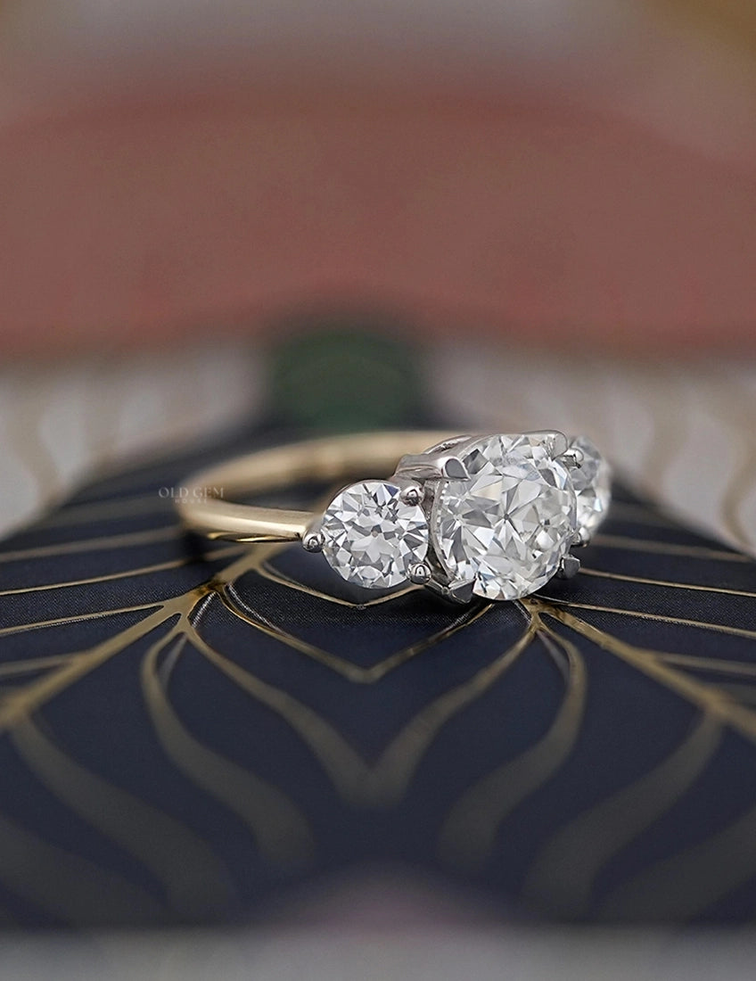 Georgian Old European Cut Diamond Three Stone Ring Engagement Ring