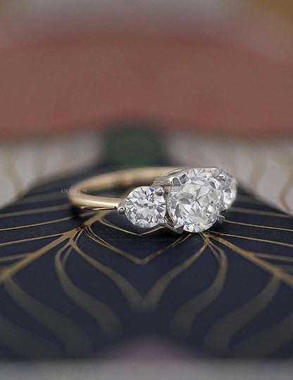 Georgian Old European Cut Diamond Three Stone Ring Engagement Ring