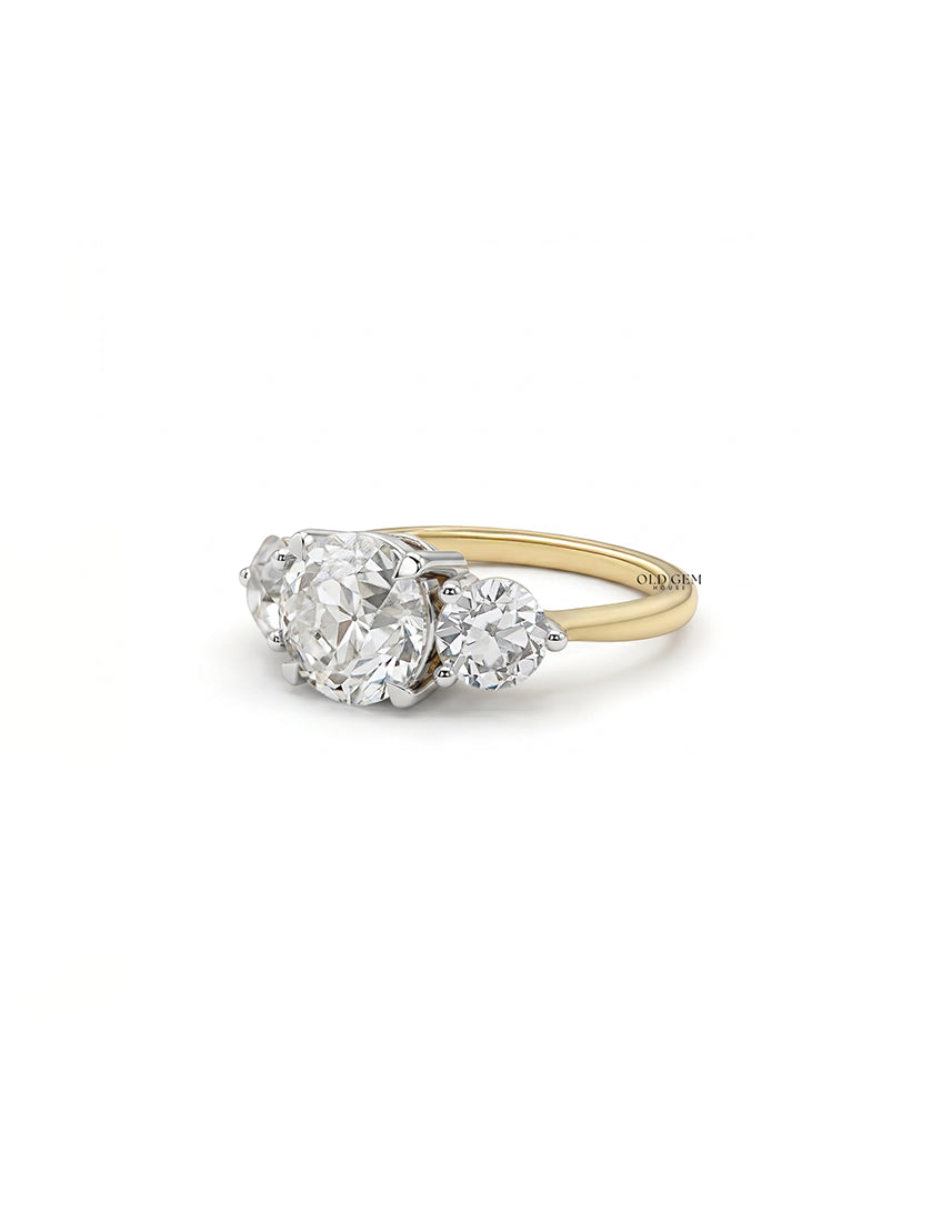 Georgian Old European Cut Diamond Three Stone Ring Engagement Ring