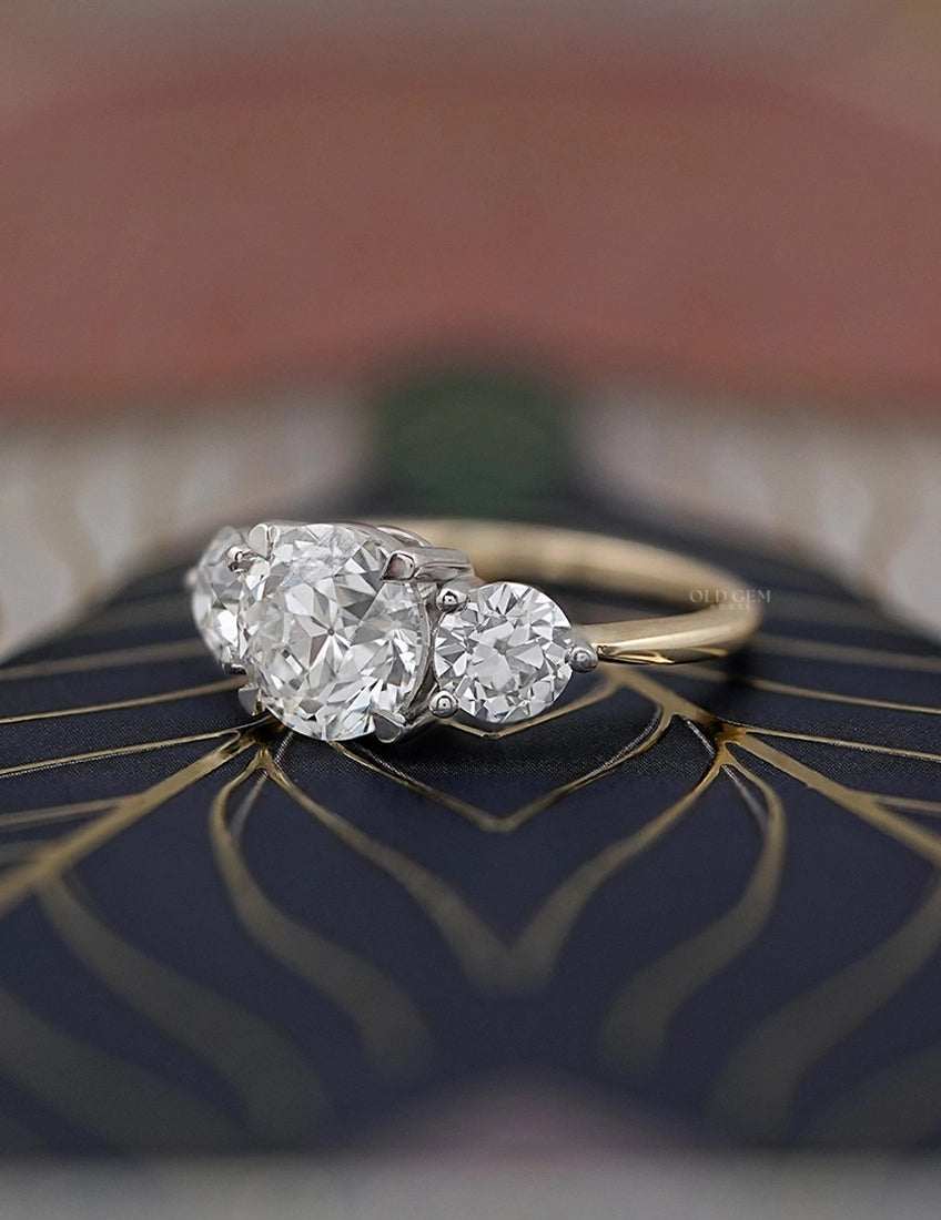 Georgian Old European Cut Diamond Three Stone Ring Engagement Ring