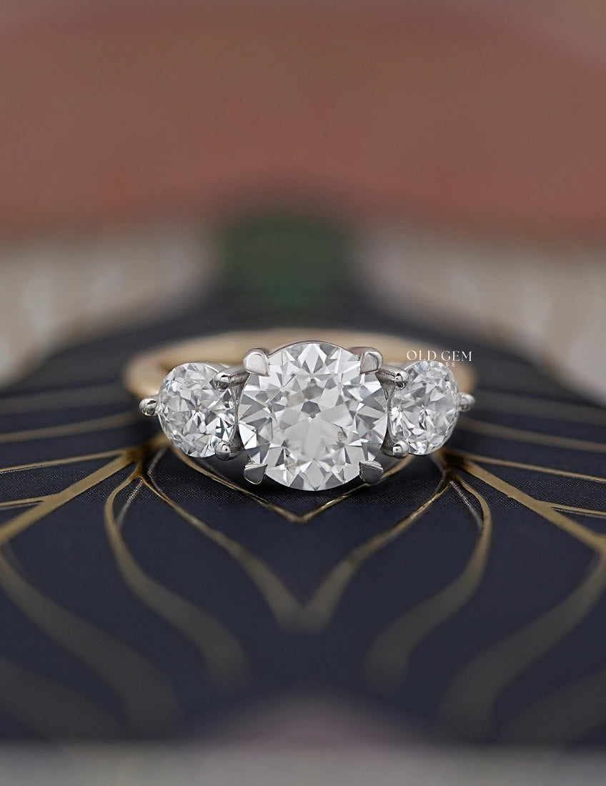 Georgian Old European Cut Diamond Three Stone Ring Engagement Ring