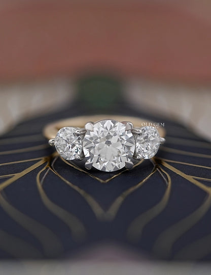 Georgian Old European Cut Diamond Three Stone Ring Engagement Ring