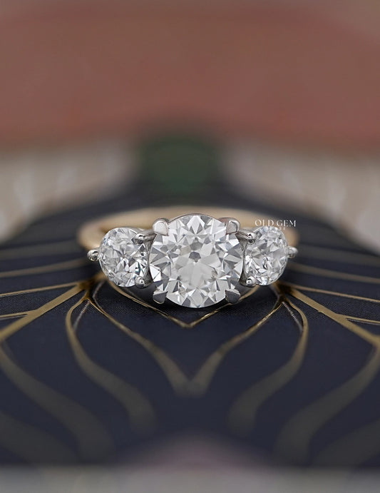 Old European Cut Triology Ring Engagement Ring
