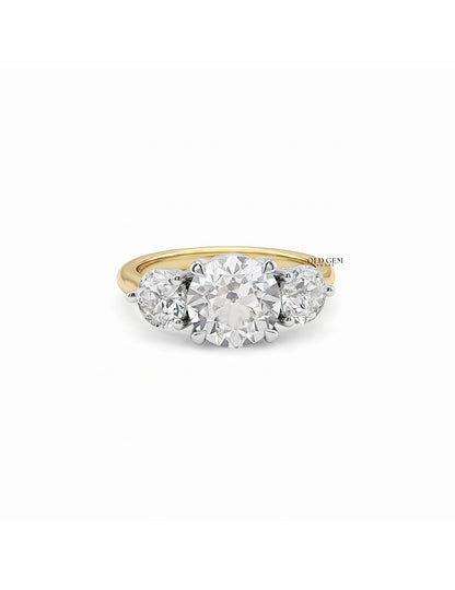 Georgian Old European Cut Diamond Three Stone Ring Engagement Ring