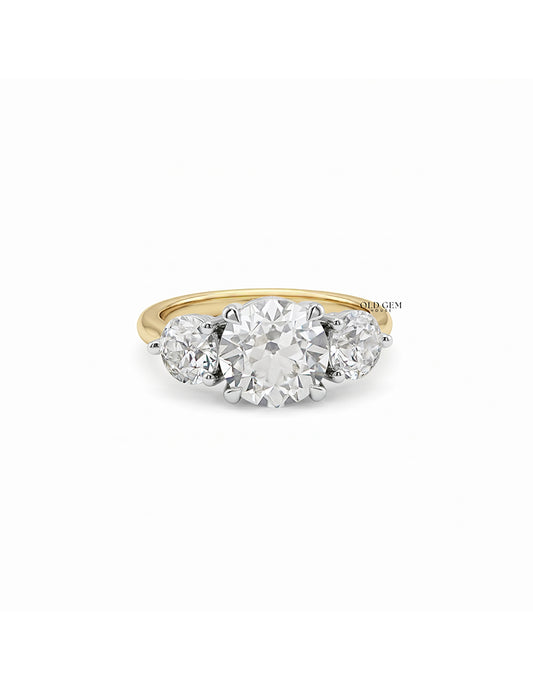Georgian Old European Cut Diamond Three Stone Ring Engagement Ring