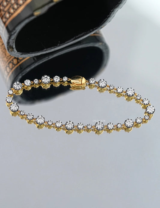 Old European Round Cut Lab Diamond Tennis Bracelet Bracelet