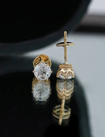 Old European Cut Round Diamond Stud Earring Earrings