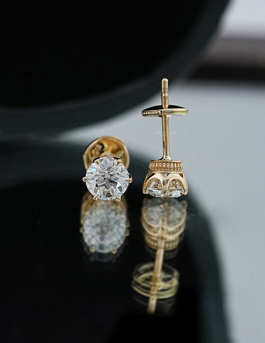 Old European Round Cut Stud Earrings