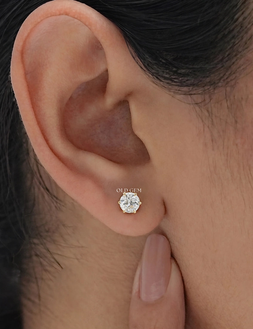 Old European Cut Round Diamond Stud Earring Earrings