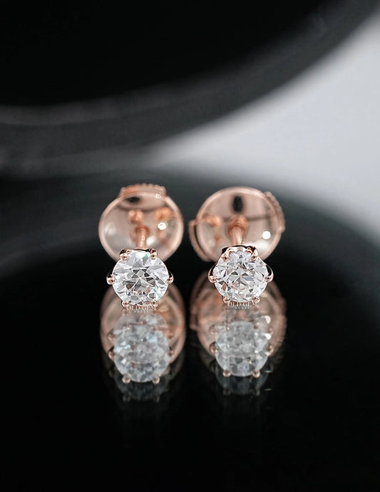 Old European Round Cut Stud Earrings Earrings