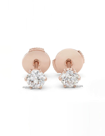 Old European Round Cut Stud Earrings Earrings