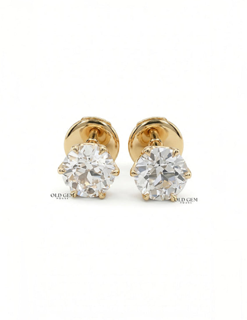 Old European Cut Round Diamond Stud Earring Earrings