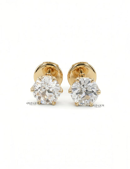 Old European Cut Round Diamond Stud Earring Earrings