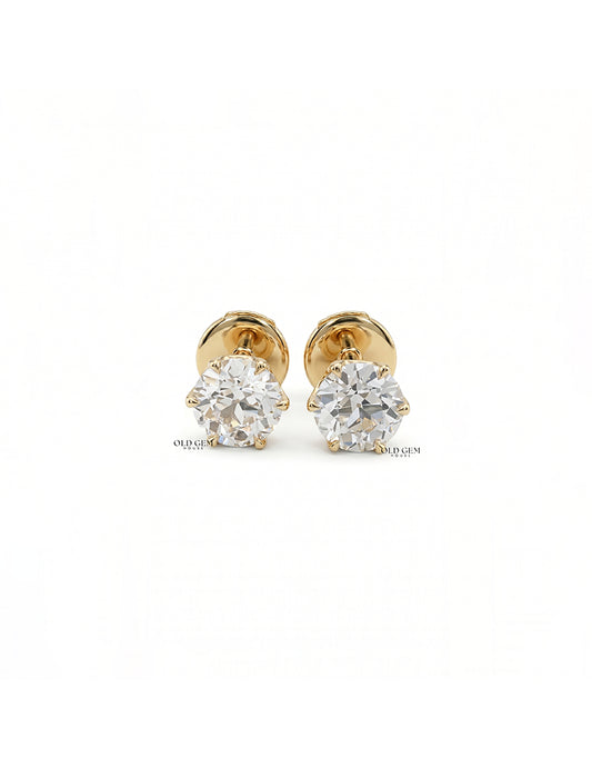 Old European Cut Round Diamond Stud Earring Earrings
