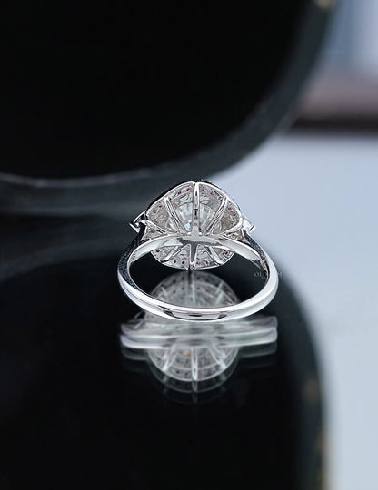 Art Deco Old European Round Cut Pink Gemstone Halo Ring Engagement Ring