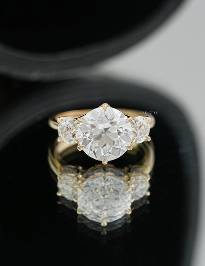 Old European Round Lab Diamond Three Stone Ring