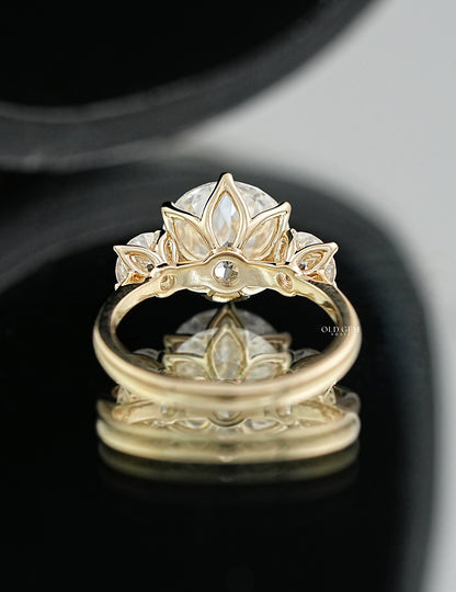 Old European Round Lab Diamond Three Stone Ring