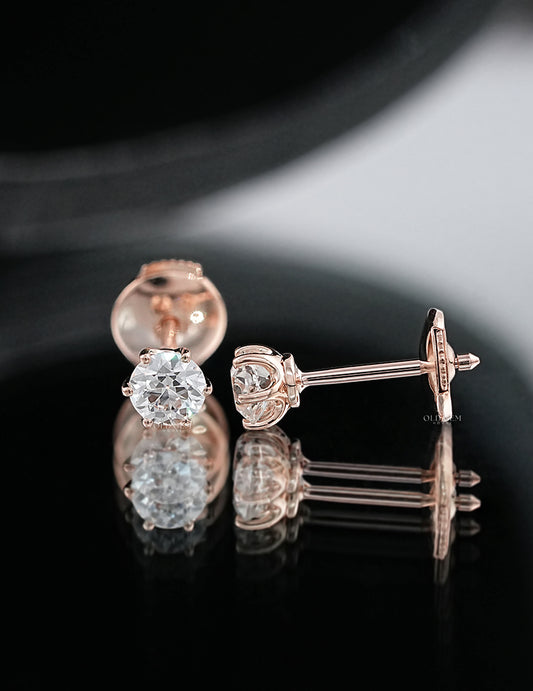 Old European Round Cut Stud Earrings Earrings