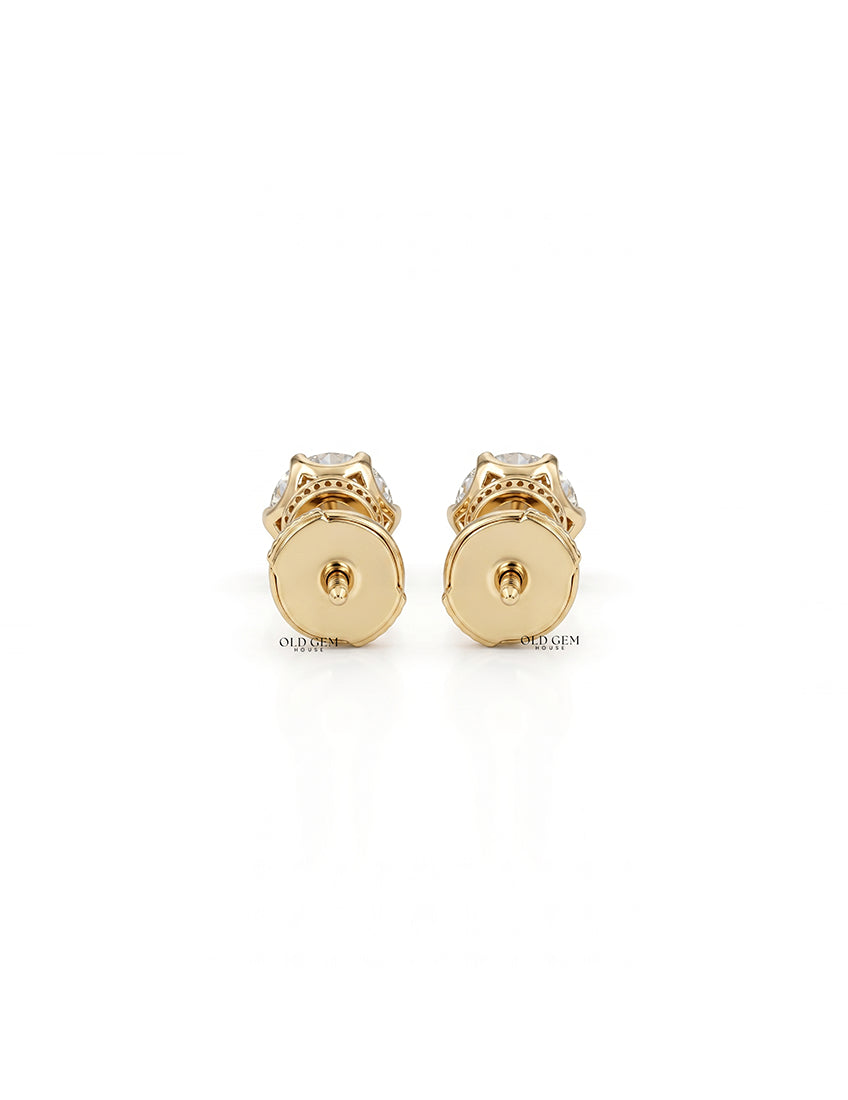Old European Cut Round Diamond Stud Earring Earrings