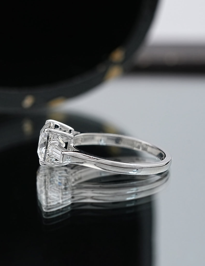 Art Deco Old Mine Cut Three Stone Engagement Ring Engagement Ring