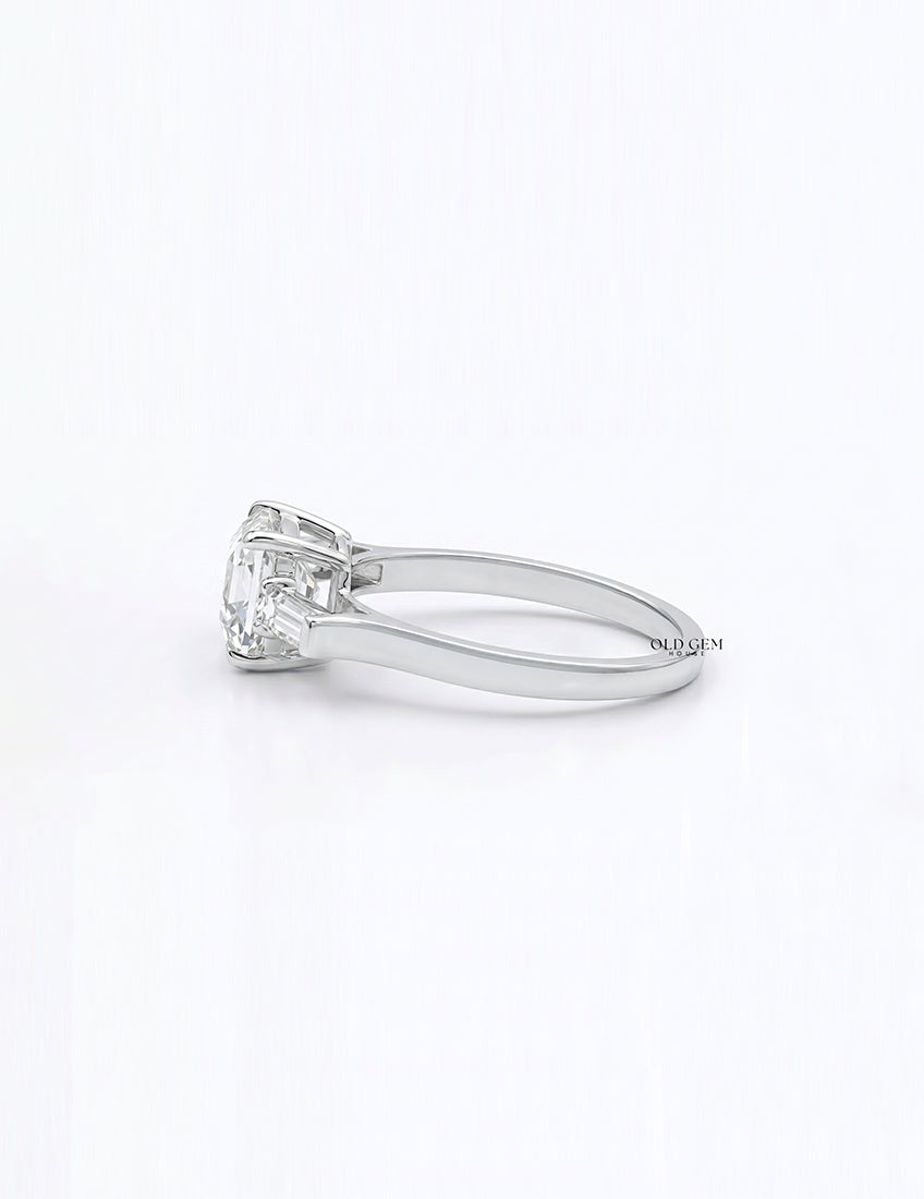 Art Deco Old Mine Cut Three Stone Engagement Ring Engagement Ring