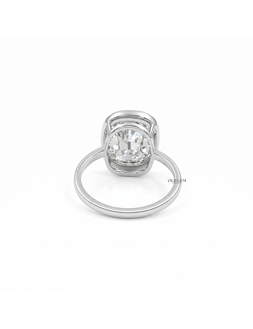 Mid Century Old Mine Cushion Bezel Set Engagement Ring Engagement Ring