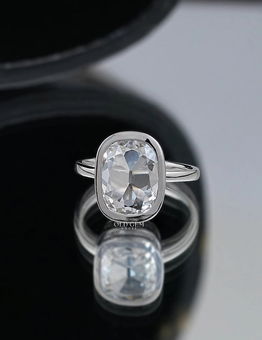Old Mine Cushion Bezel Ring Engagement Ring