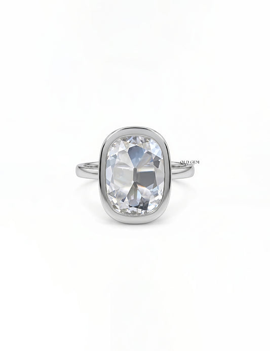 Mid Century Old Mine Cushion Bezel Set Engagement Ring Engagement Ring
