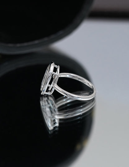 Mid Century Old Mine Cushion Bezel Set Engagement Ring Engagement Ring