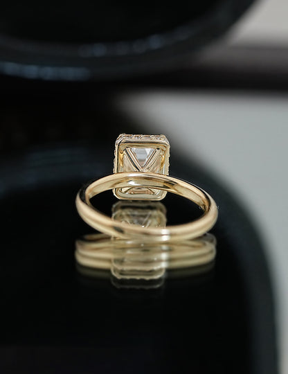 Mid Century Old Mine Cushion Hidden Halo Engagement Ring Engagement Ring