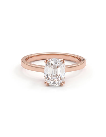 Retro Old Mine Cut Cushion Lab Grown Diamond Ring Engagement Ring