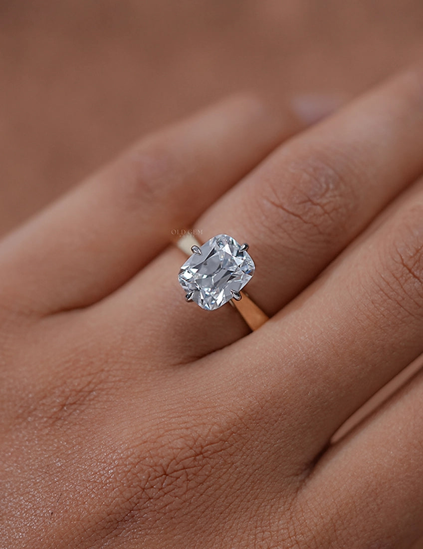 Old Mine Cushion Cut Solitaire Ring Georgian Era Engagement Ring