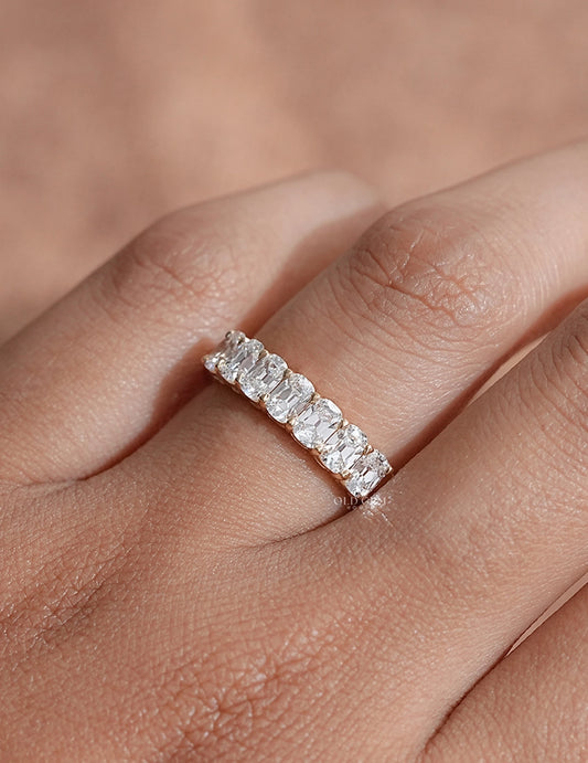 Old Mine Cushion Half Eternity Band