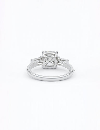 Art Deco Old Mine Cut Three Stone Engagement Ring Engagement Ring