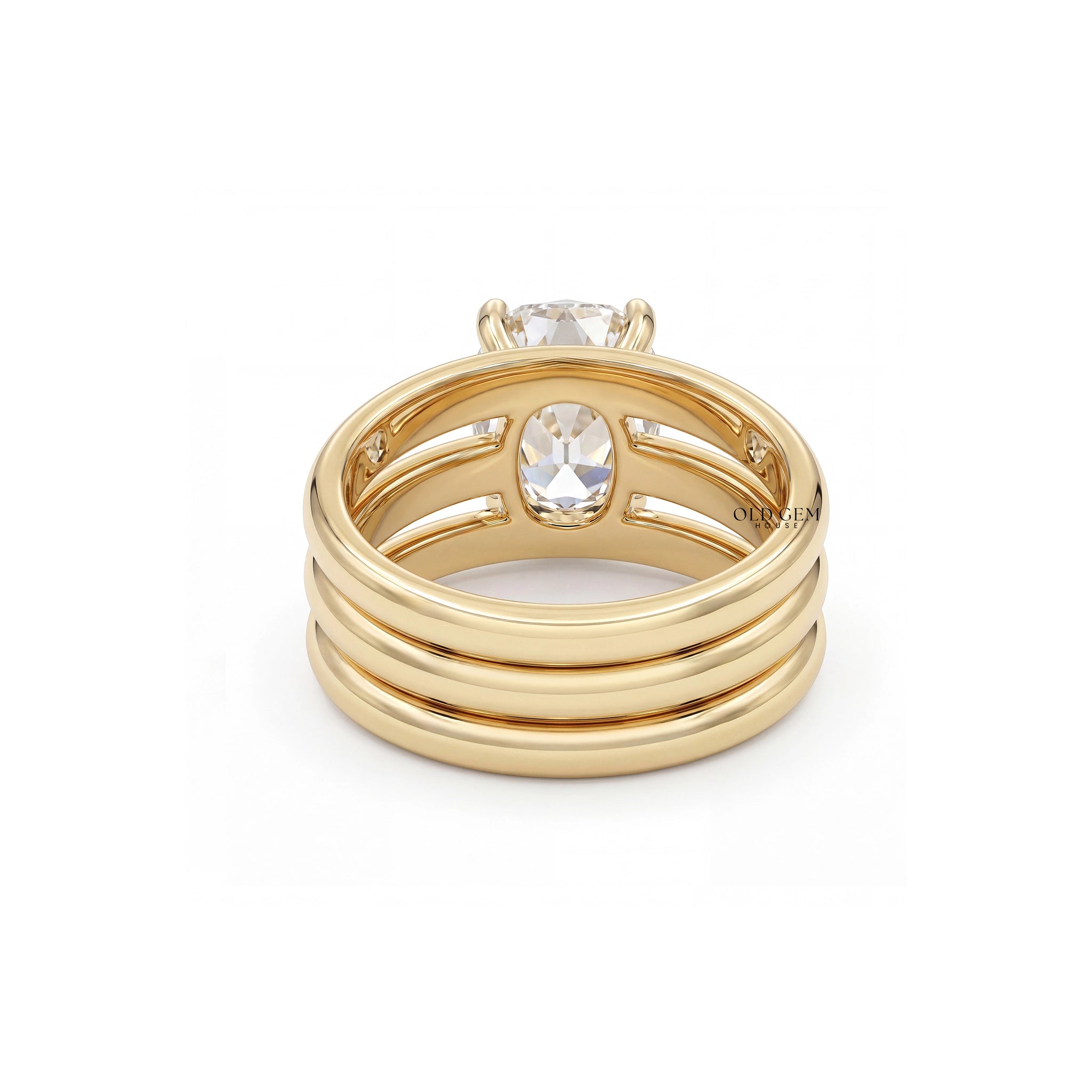 Georgian Old Mine Cushion Diamond Wide Wedding Band Wedding Band