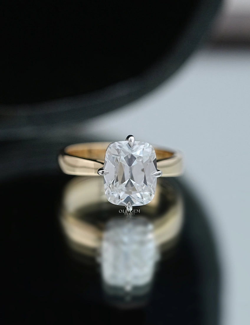 Old Mine Cushion Cut Solitaire Ring Georgian Era Engagement Ring
