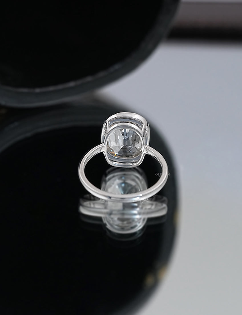 Mid Century Old Mine Cushion Bezel Set Engagement Ring Engagement Ring