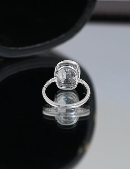 Mid Century Old Mine Cushion Bezel Set Engagement Ring Engagement Ring