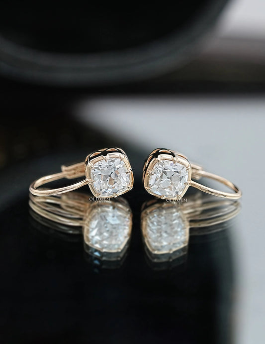 Old Mine Cut Bezel Set Dangle Earrings Earrings