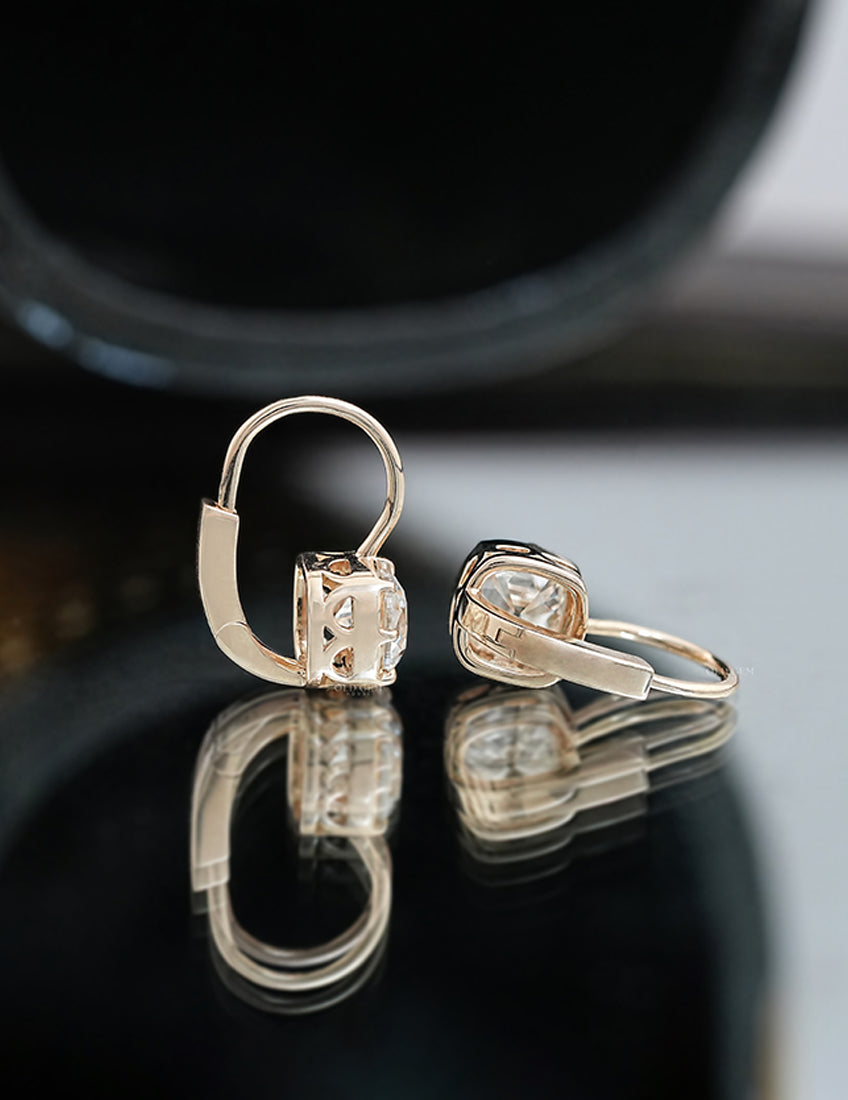 Old Mine Cut Bezel Set Dangle Earrings Earrings