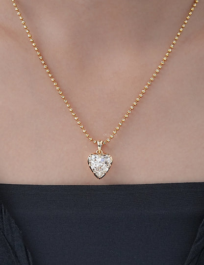 Old Mine Heart Bezel Setting Pendant Necklaces