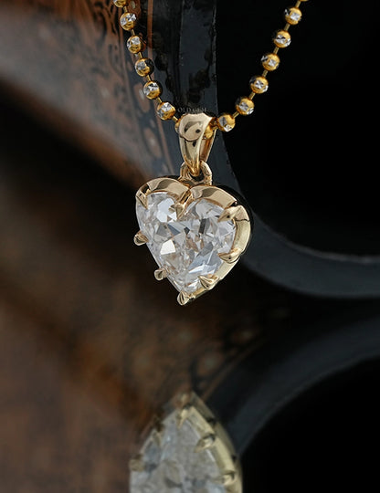 Old Mine Heart Bezel Setting Pendant Necklaces