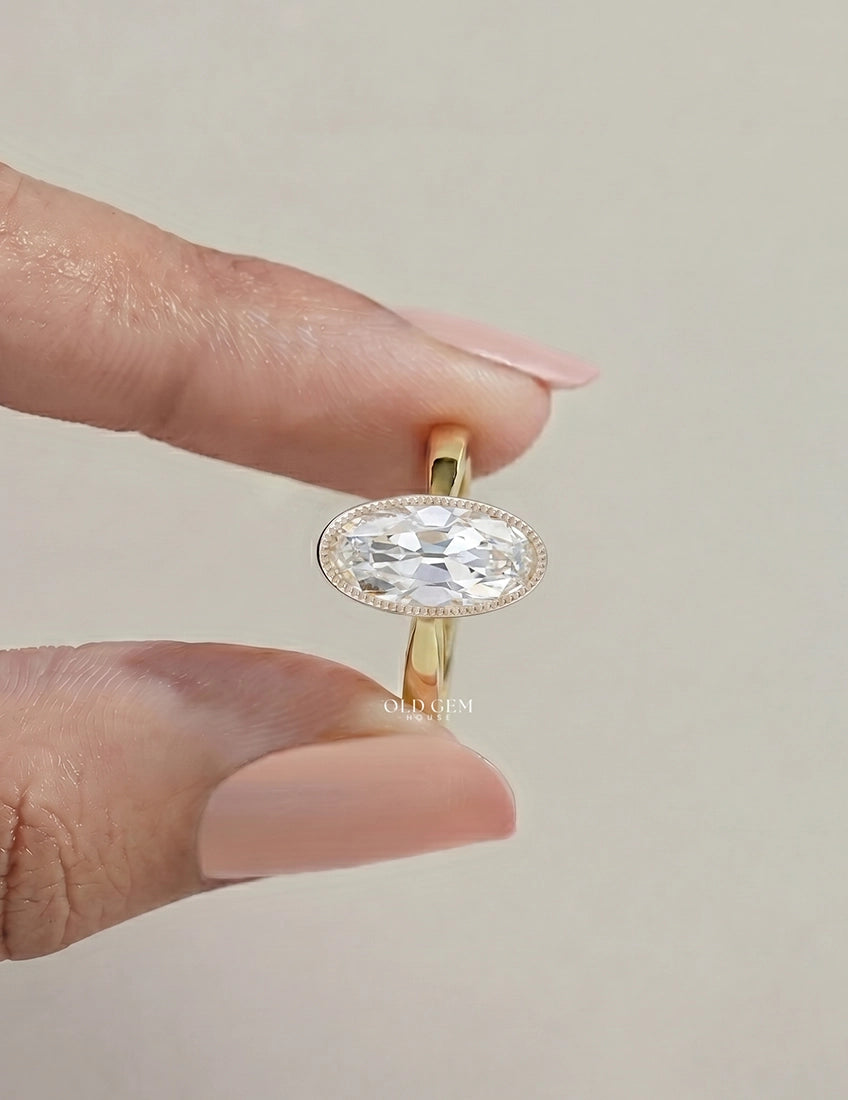 Mid Century Old Mine Moval Cut Engagement Ring Engagement Ring