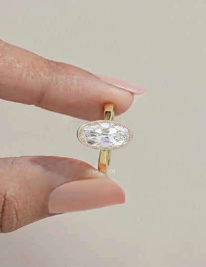 Mid Century Old Mine Moval Cut Engagement Ring Engagement Ring