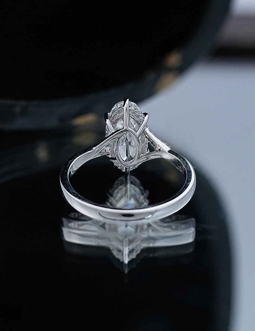 Mid Century Old Mine Moval Lab Split Shank Accent Ring Engagement Ring