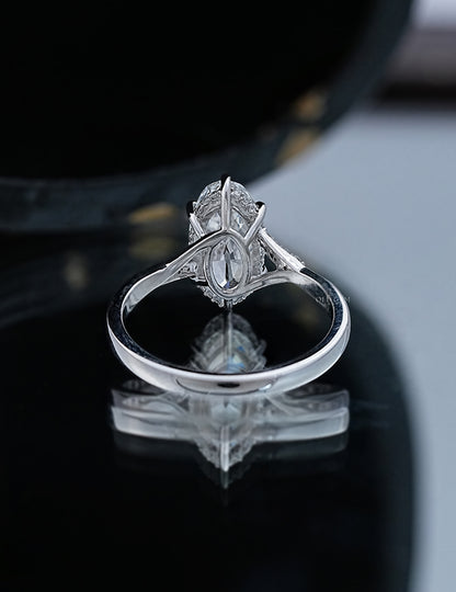 Mid Century Old Mine Moval Lab Split Shank Accent Ring Engagement Ring