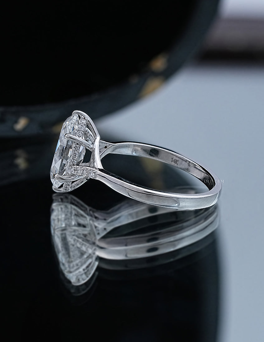 Mid Century Old Mine Moval Lab Split Shank Accent Ring Engagement Ring